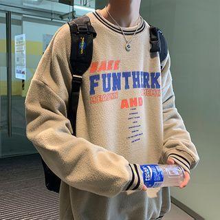 Lettering Fleece Loose-fit Top