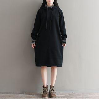 Mock Two-piece Midi Hoodie Dress