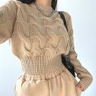 Cable-knit Slim-fit Crop Sweater