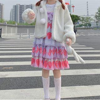 Ear Hood Button Fleece Jacket