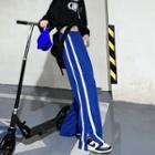 Striped Slit-hem Wide Leg Sweatpants