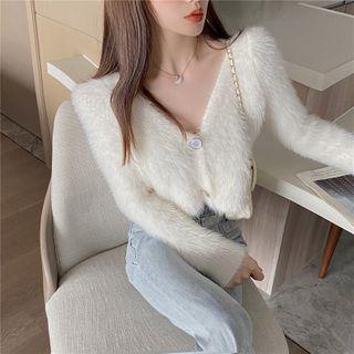 Cropped Cardigan Off-white - One Size