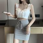 Sleeveless Lace Cutout Mini Dress