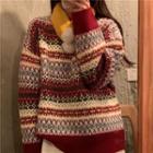 Jacquard Sweater Red & Green & White - One Size