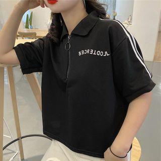 Short-sleeve Half Zip Collar T-shirt