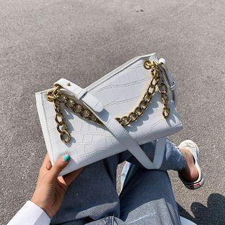 Croc Grain Chain Shoulder Bag