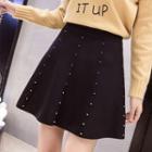 A-line Beaded Mini Knit Skirt