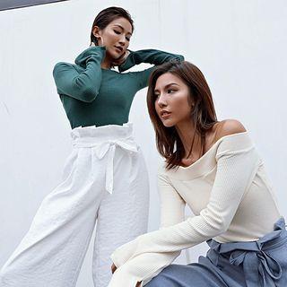 Long-sleeve Off-shoulder Sports T-shirt