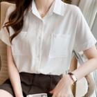 Short-sleeve Plain Pocket Accent Shirt