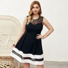 Plus Size Striped Sleeveless A-line Dress