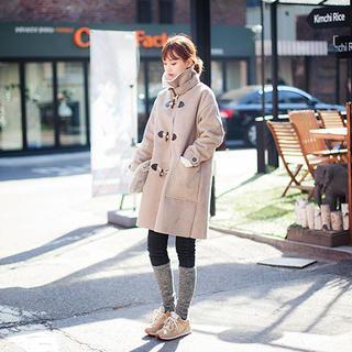 Toggle-button Faux-shearling Coat