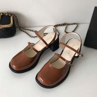 Plain Chunky Heel Mary Jane Sandals