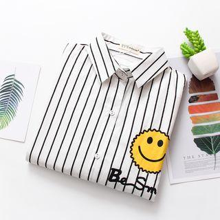 Long-sleeve Smiley Face Striped Shirt