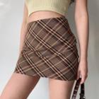 High-waist Plaid Short Skirt