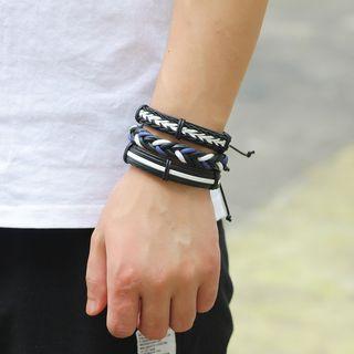 Set Of 6: Braided Leather Bracelet (various Designs)