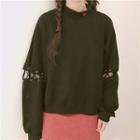 Heart Embroidered Mock Neck Pullover