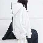 Zipper-back Hooded Long Pullover