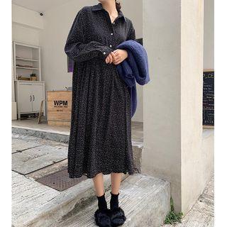 Loose-fit Dotted Shirtdress Black - One Size
