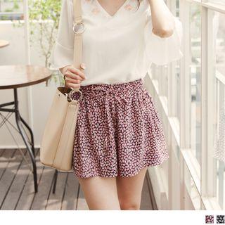 Drawstring Roomy Bean Printed Shorts