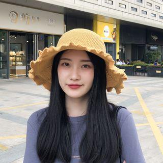 Ruffle Trim Foldable Sun Hat