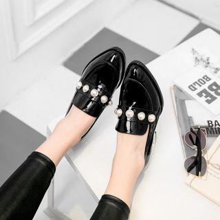 Faux Pearl Patent Loafers
