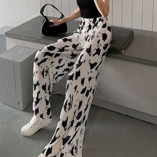 Mock Two-piece Tank Top / Splatter Print Wide Leg Pants