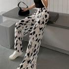 Mock Two-piece Tank Top / Splatter Print Wide Leg Pants