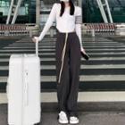 Side-button High-waist Wide-leg Sweatpants