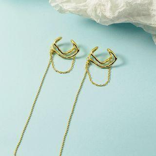 Layered Chain Alloy Dangle Earring 1 Pair - Gold - One Size