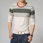 Long-sleeve Ethnic Pattern T-shirt