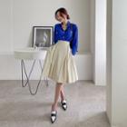 Zip-back Pleated Midi Skirt