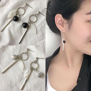 Marble Bead Hoop & Bar Dangle Earring