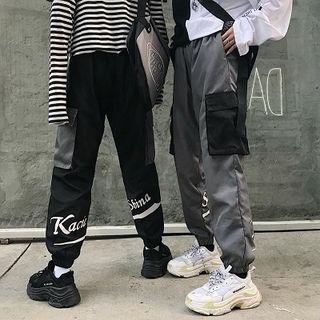 Color Block Lettering Cargo Pants