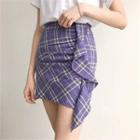Frilled Plaid Miniskirt