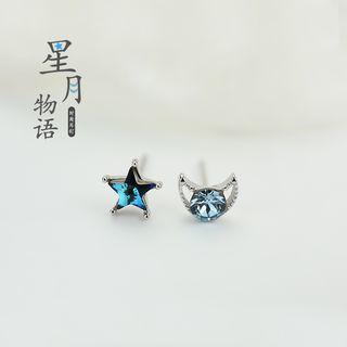 Moon & Star Non-matching Stud Earring