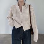 Long Sleeve Double-ended Zip Cutout Plain Cardigan