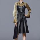 Set: Flared-sleeve Blouse + Asymmetrical Overall Dress