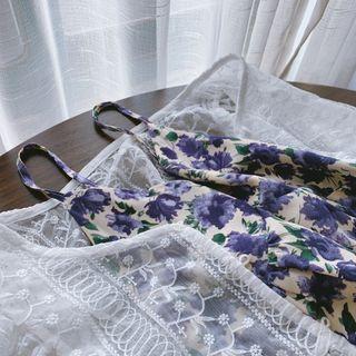 Spaghetti Strap Flower Print Midi Dress
