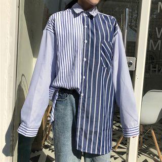 Two-tone Striped Shirt Stripes - One Size