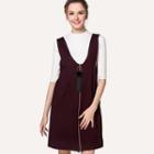 Zip-accent Knit Suspender Dress