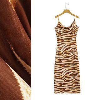 Spaghetti Strap Tiger Print Knit Dress