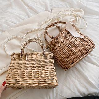 Faux Pearl Woven Bucket Bag (various Designs)