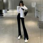 Long-sleeve Asymmetric Top / Boot-cut Pants / Set