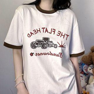 Short-sleeve Printed Ringer T-shirt White - One Size