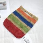 Color Block Woven Tote Bag Blue & Green & Red - One Size