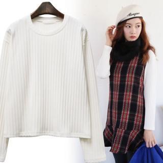 Long-sleeve Rib-knit Top