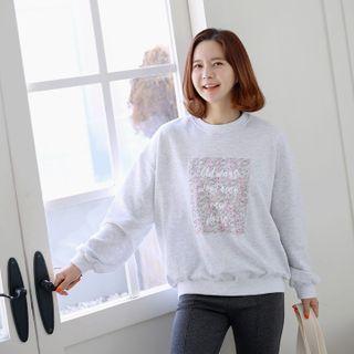 Letter Flower Panel Sweatshirt