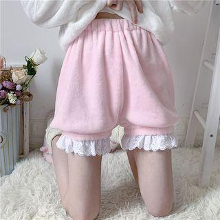 Lace-trim Fleece Shorts