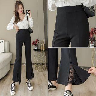 Lace Panel Boot-cut Dress Pants