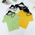 Perforated Short-sleeve Knit T-shirt